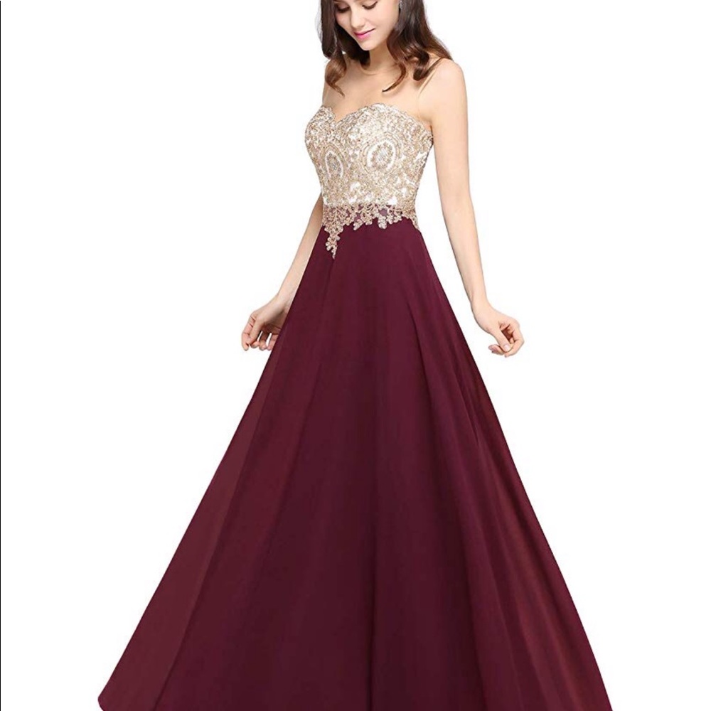 Burgundy and gold dress